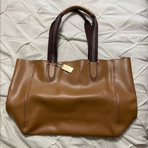 Coach Derby leather tote, brown, inside zip pocket, snap closure, gently used
